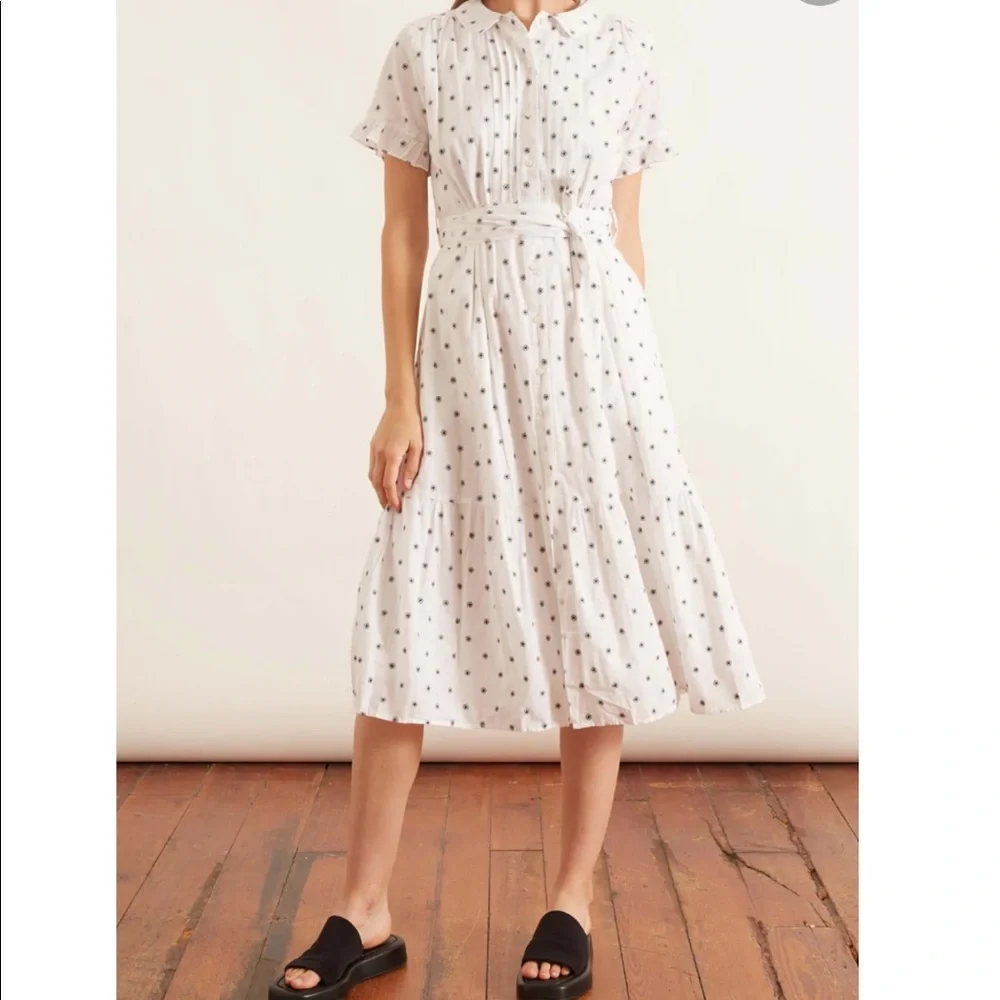 Alex Mill White Midi Dress with Black Dots - Picture 2 of 8